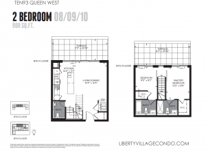 1093 Queen St St 2 bed 2 bath 2 level 2 terrace floor plan 900 sf