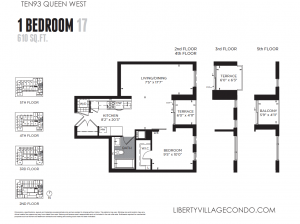 1093 Queen St W condo for sale 1 bedroom 17 610 sq ft floor plan