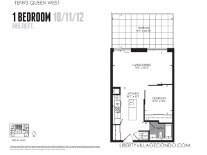 1093 Queen St W preconstruction condo 1 bedroom 685 sq ft floor plan 10-11-12