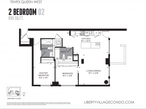 1093 Queen St West 2 bedroom 2 bath condo floor plan 02 895 sq ft