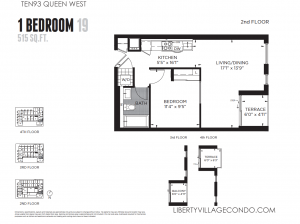 Ten 93 Queen West 1 bedroom 19 515 sq ft floor plan