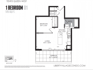 Ten93 Queen St W 1 bedroom floor plan 01 515 square feet