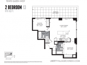 Ten93 Queen St W 2 bedroom 2 bath floor plan 13 815 sq ft