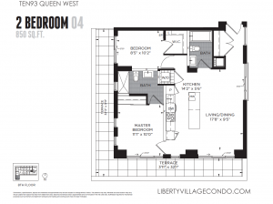 Ten93 Queen St West 2 bedroom floor plan 04 850 sq ft