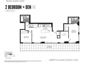 Ten93 Queen Street West floor plan 14 for 2 bedroom and den 1065 sq ft