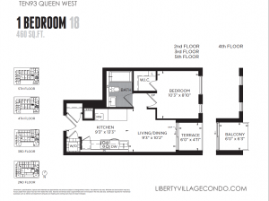 Ten93 Queen W 1 bedroom 18 460sf floor plan