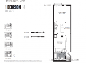 Ten93 Queen West 1 bedroom condo for sale 660 sq ft floor plan 14