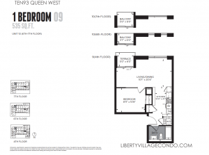 Ten93 Queen West condo for sale 1 bedroom 535 sf floor plan 09
