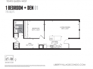 Ten93 Queen condo 1 bedroom+den 715 sq ft Gr Floor Plan 01