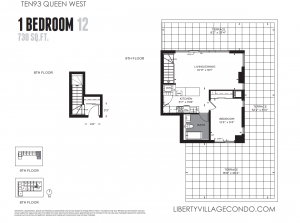 ten93 queen st w 1 bedroom large terrace floor plan 730 sq ft 12