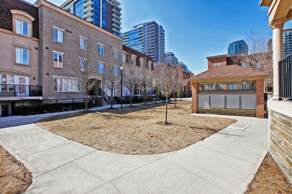 Liberty Village townhomes walkways and landscaped greenspace