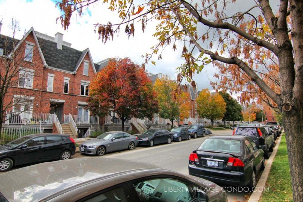 Sudbury St townhomes treelined streetview