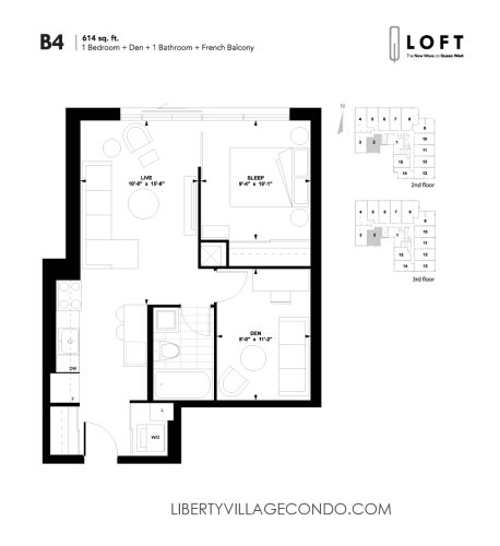 Q-Loft-Floor-Plan-1-bedroom+den-614-sq-ft-B4