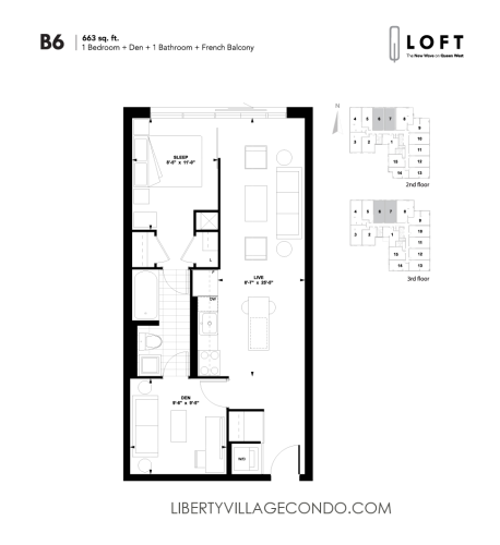 Q-Loft-Floor-Plan-1-bedroom+den-663-sq-ft-B6