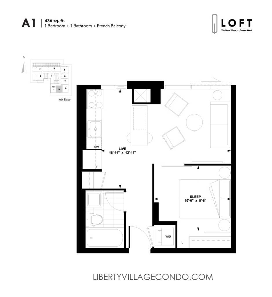 Q-Loft-floor-plan-1-bedroom-436-sq-ft-A1