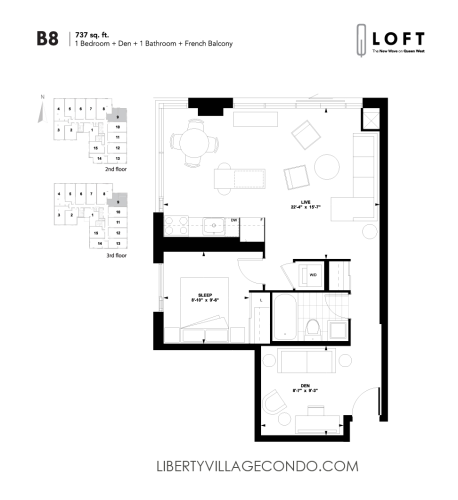 Q-Loft-floor-plan-1-bedroom+den-737-sq-ft-B8